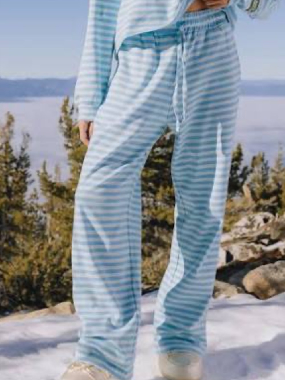 Daily Drills Striped Cotton Pants - Malibu + Lake Day Stripe Size M/L NWOT
